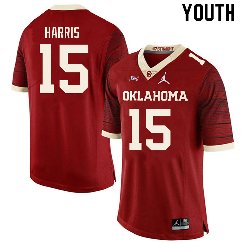Youth #15 Ben Harris Oklahoma Sooners College Football Jerseys Sale-Retro